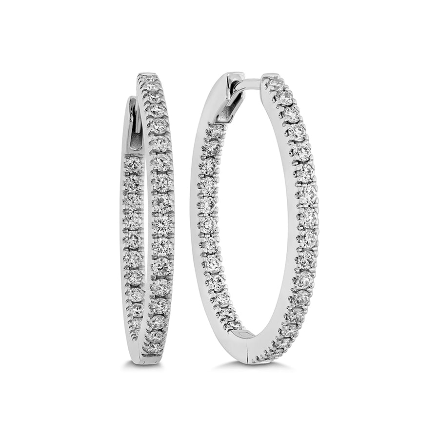 Inside Out Diamond Oval Hoops in 18K White Gold, 23x21mm