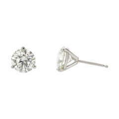 1.41ct Fire & Ice Round Brilliant Diamond 3 Prong Stud Earrings in 18K White Gold