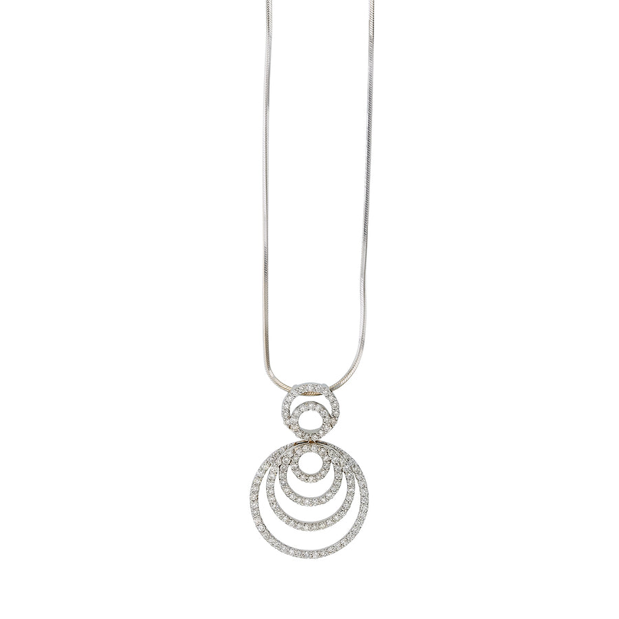 1.63ct Diamond Multi Circle Pendant in 18K and 14K White Gold, 18" chain