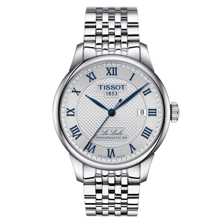 39.3mm Le Locle Powermatic 80 20th Anniversary Watch with Silver Dial in Stainless Steel, Bracelet