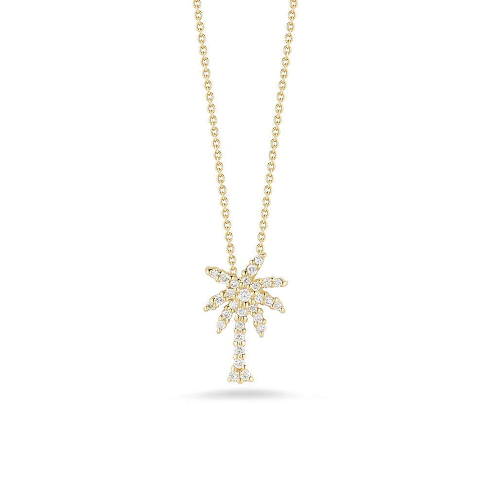 Tiny Treasures Diamond Palm Tree Pendant in 18K Yellow Gold, 18in