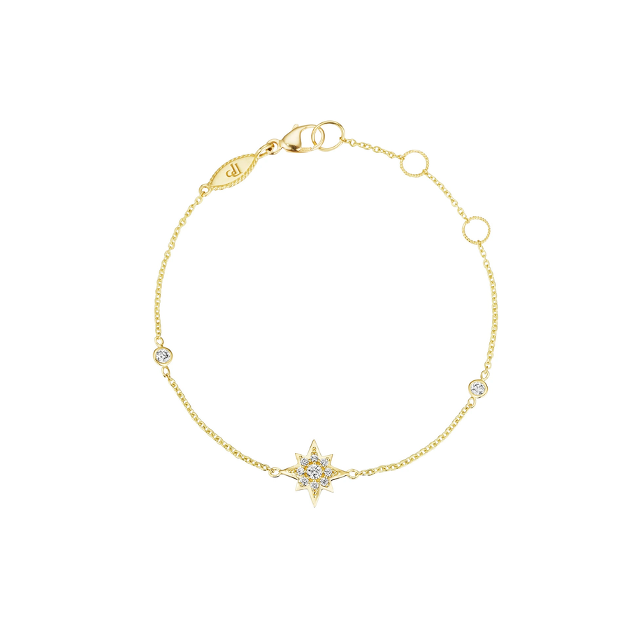 Petite 0.20ct Diamond Star Chain Bracelet in 18K Yellow Gold, 7"