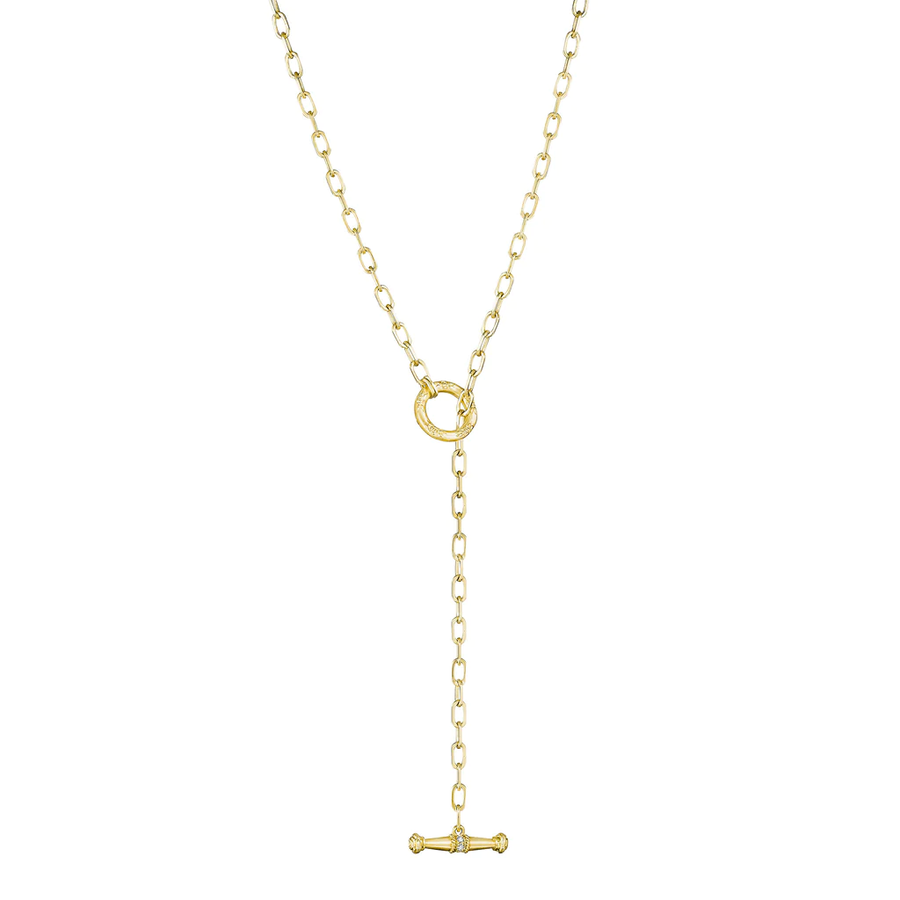 Flat Link Toggle Diamond Necklace in 18K Yellow Gold, 24in