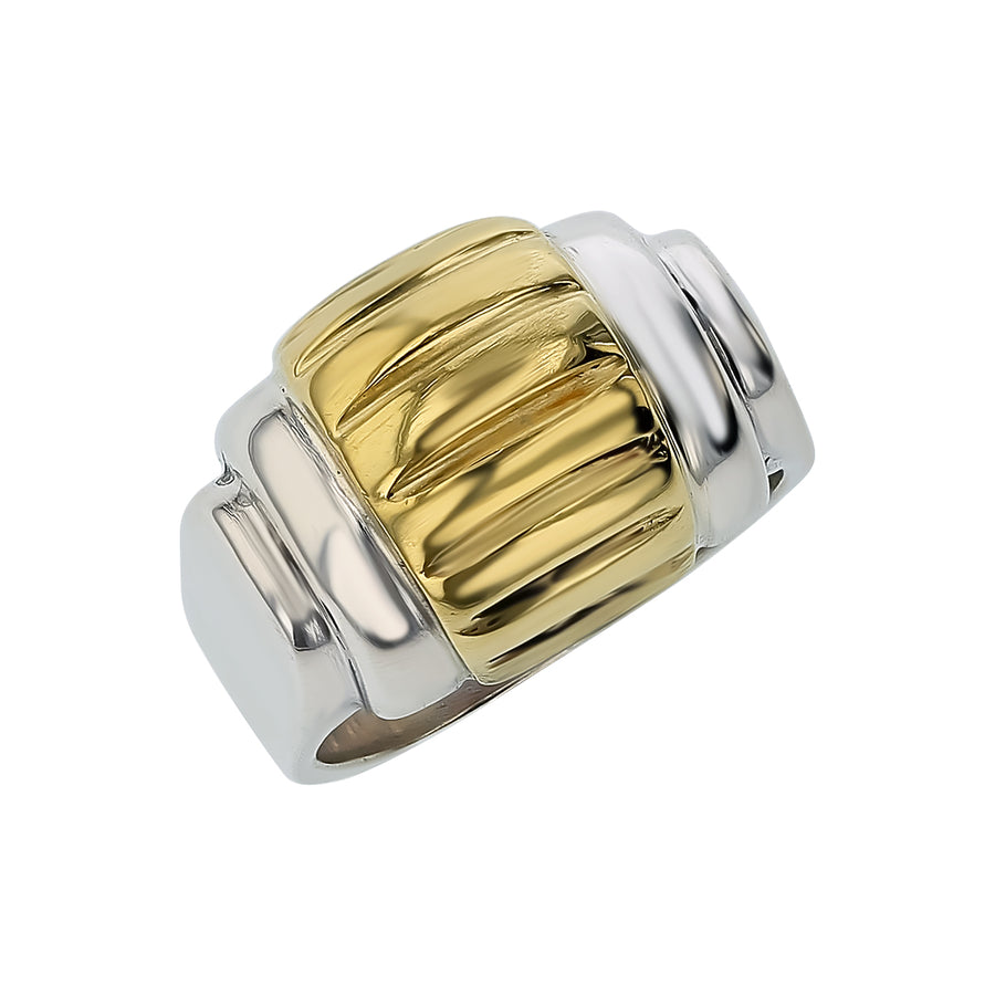 Lagos Caviar Vintage Ring in Sterling Silver and 18K Yellow Gold, size 5