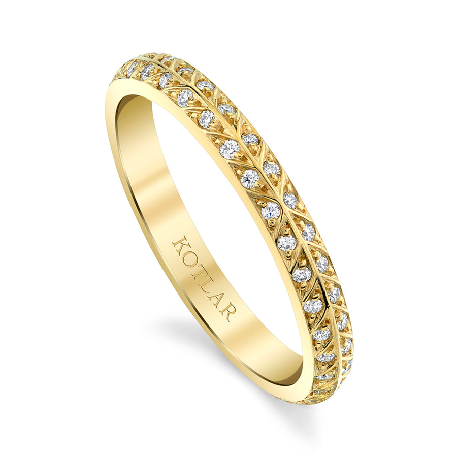 Chevron Artisan Pave 0.33ct Diamond Band in 18K Yellow Gold, size 6
