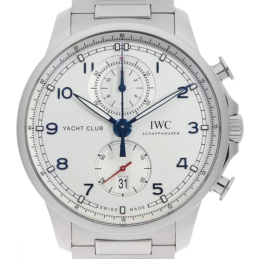 44mm IWC Portugieser Yacht Club Watch with Silver Dial in Stainless Steel, Bracelet