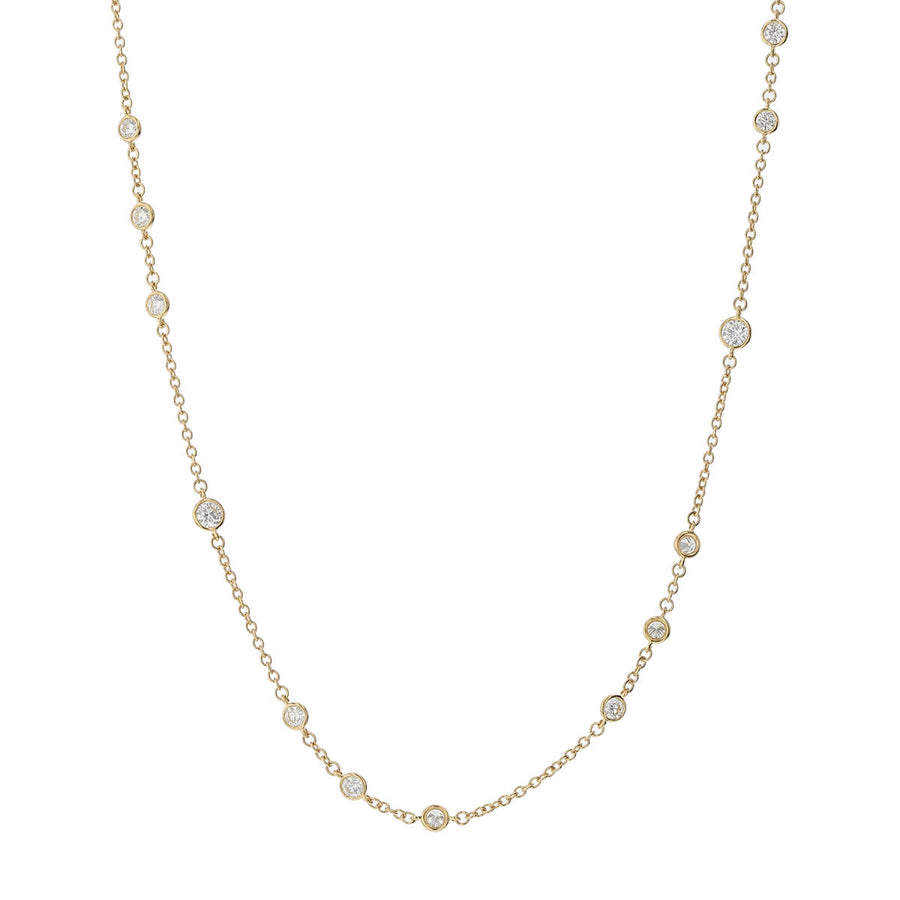 Cascade 0.72-0.81ct Diamond Stations Necklace in 18K Yellow Gold, 18"