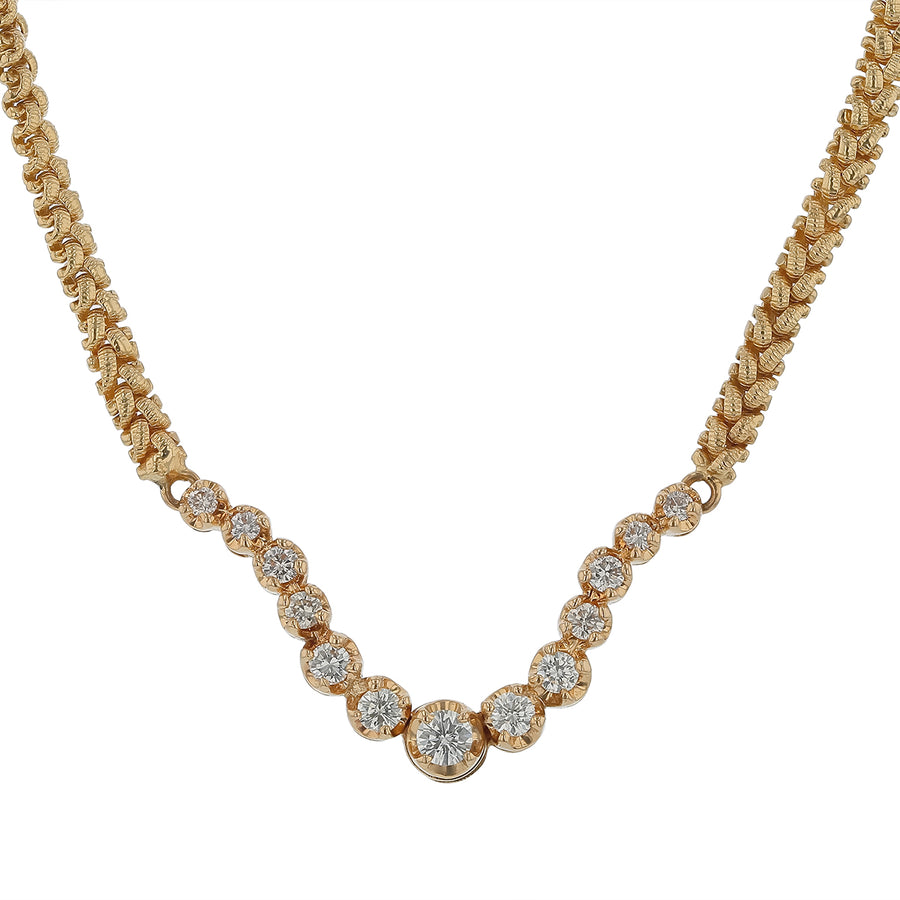 0.92ct Round Brilliant Diamond Revertable Necklace in 14K Yellow Gold, 17"