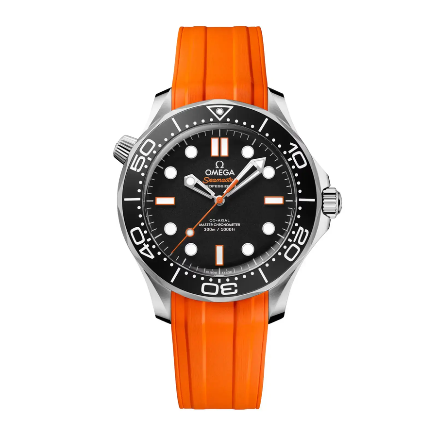 42mm Seamaster Diver 300M Watch with Black Dial in Stainless Steel, Strap