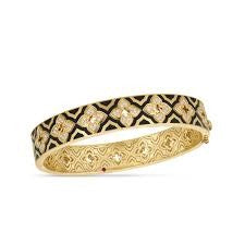 Venetian Princess 0.45ct Diamond Black Ceramic Bangle Bracelet in 18K Yellow Gold