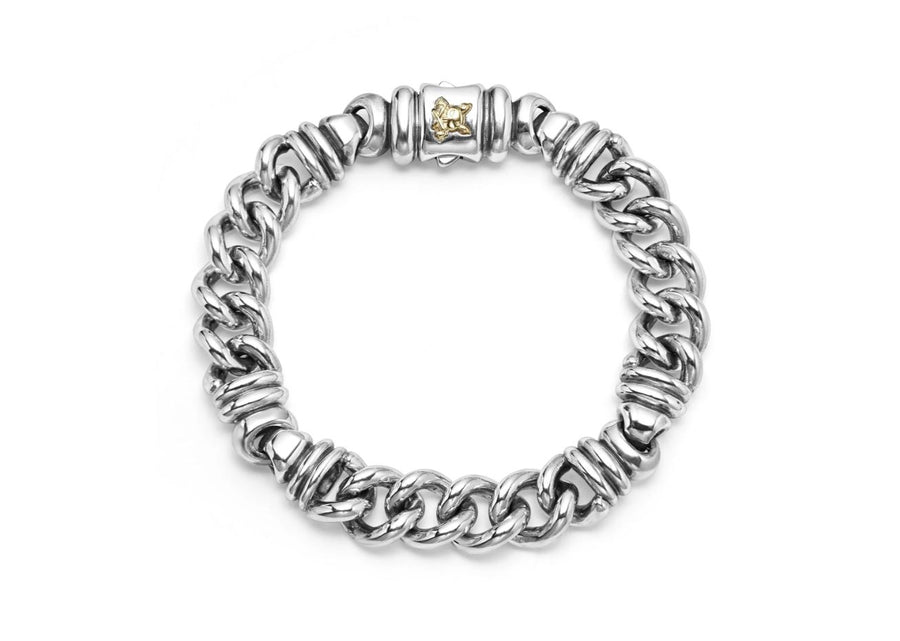Anthem Twist Curb Krunch Chain Bracelet in Sterling Silver and 18K yellow Gold, Size 8