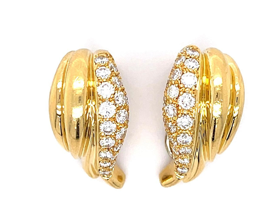 1.25ct Diamond Earrings in 18K Yellow Gold, circa 1970s
