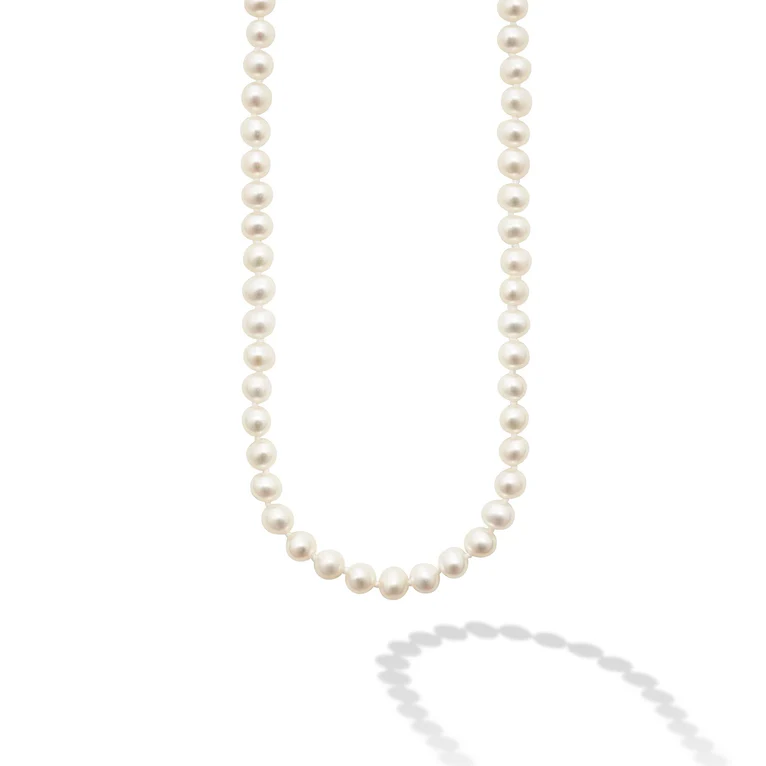 Luna 6mm Pearl Strand Necklace in 18K Yellow Gold and Sterling Silver 18"