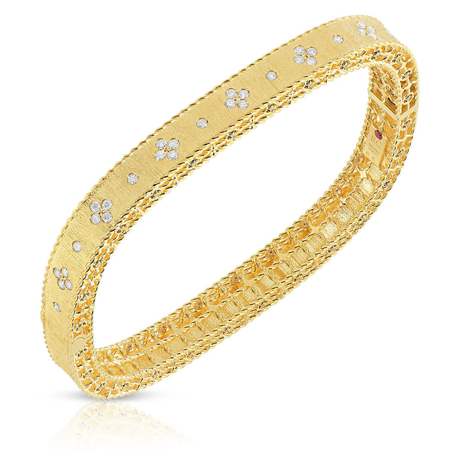 Princess 0.48ct Diamond Satin Bangle Bracelet in 18K Yellow Gold