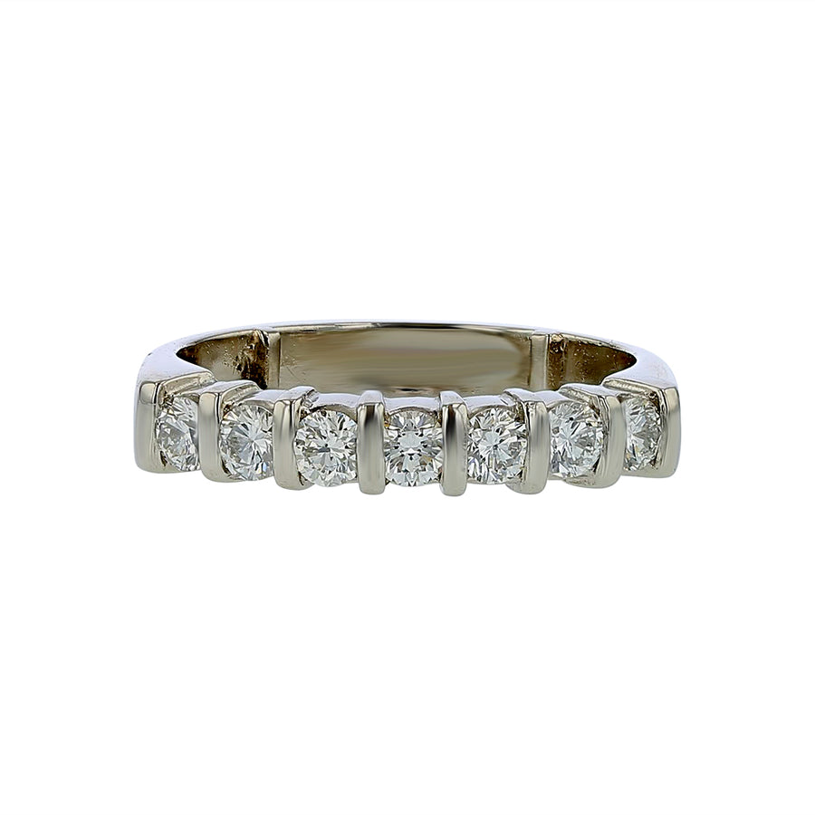 0.70ct Diamond 7 Stone Bar Set Bands in 14K White Gold, size 7.25
