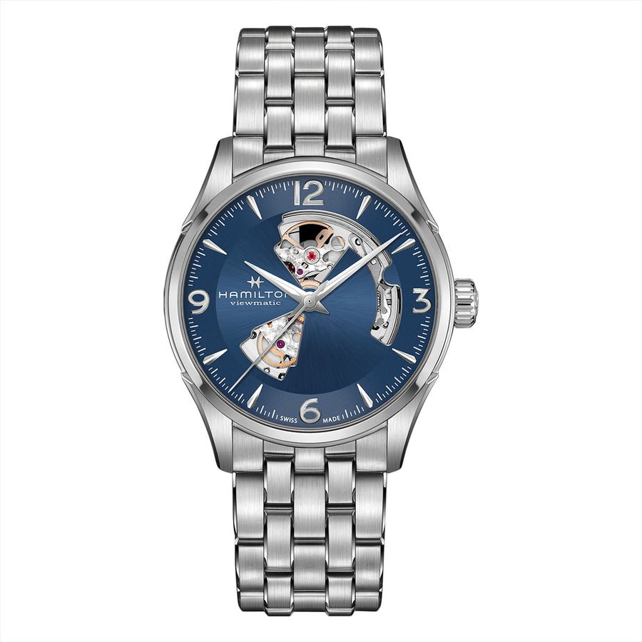42mm Jazzmaster Open Heart Automatic Watch with Blue Dial in Stainless Steel, Bracelet