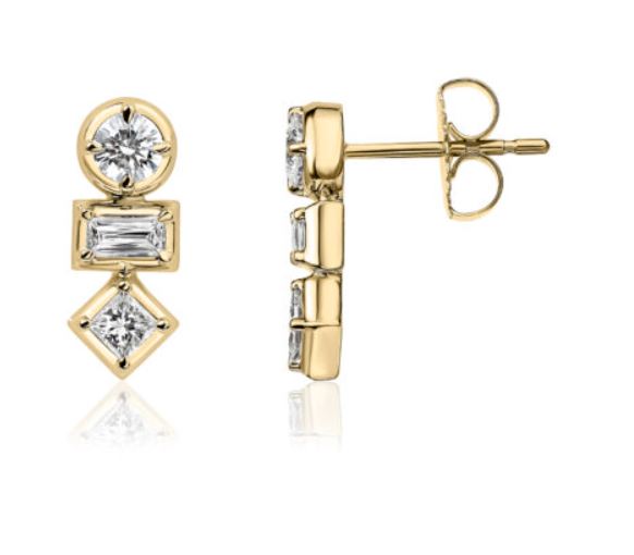 Love Luxe 0.96ct Diamond Mixed Shape Drop Earrings in 14K Yellow Gold