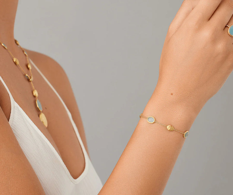 Siviglia Aquamarine Bracelet in 18K Yellow Gold, 7"