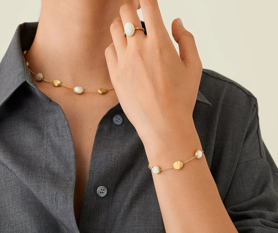 18K Yellow Gold and Mother of Pearl Bracelet