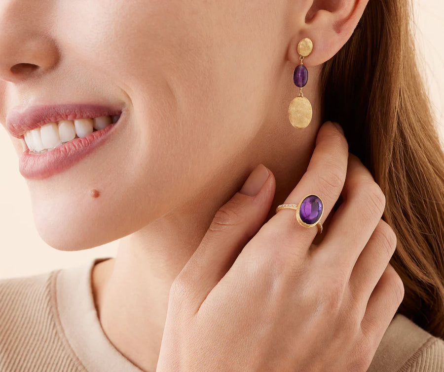 Siviglia Amethyst Drop Earrings in 18K Yellow Gold