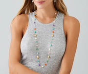 Siviglia Reconstituted Turquoise and Mixed Stones Necklace in 18K Yellow Gold, 36"