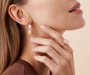 Siviglia Pink Opal Drop Earrings in 18K Yellow Gold