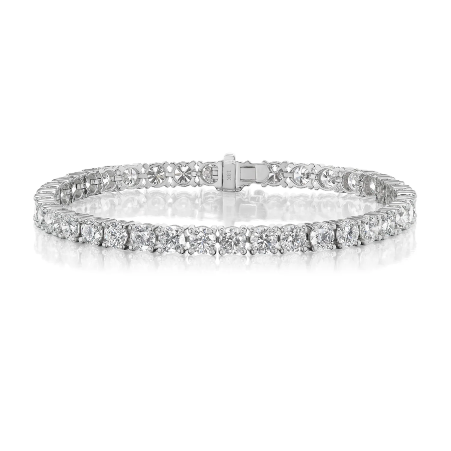 4.00ct Round Brilliant Diamond 4-Prong Tennis Bracelet in 18K White Gold, 7"