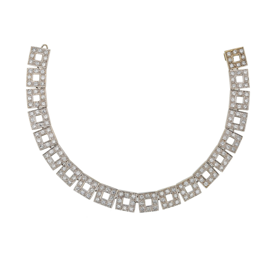 3.20ct Diamond Square Link Bracelet in 18K White Gold, 7"