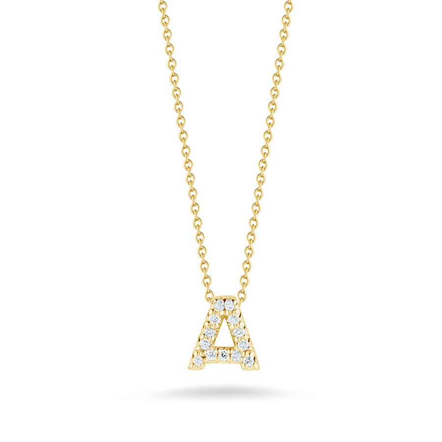Tiny Treasures 0.06ct Diamond Love Letter "A" Pendant in 18K Yellow Gold, 16-18" chain