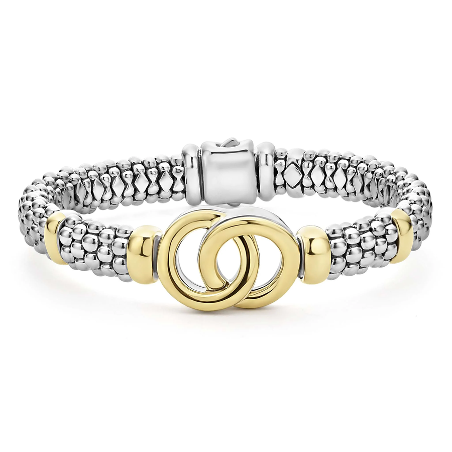 Signature Caviar 9mm Interlocking Rope Bracelet in 18K Yellow Gold and Sterling Silver, size 7.5