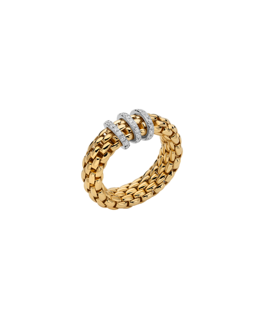 Vendome 0.23ct Diamond 7mm 3 Station Ring in 18K Yellow and White Gold, Medium