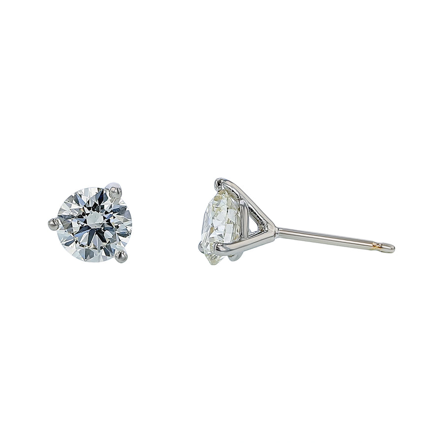 Fire and Ice 1.42ct Fire and Ice Diamond 3 Prong Stud Earrings in 18K White Gold