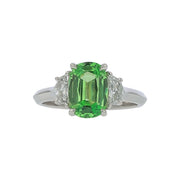 2.15ct Oval Tanzanian Mint Green Garnet and 0.52ct Diamond Ring in 18K White Gold, size 6.75