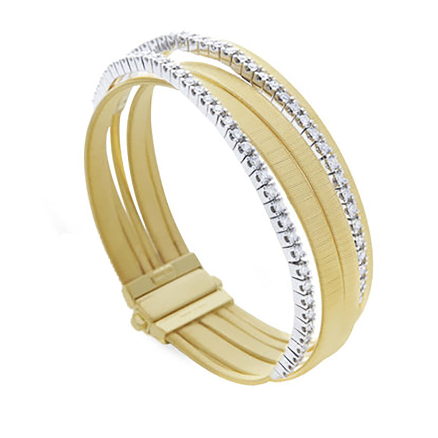 Masai 2.28ct Diamond 5 Row Hand Coiled Bracelet in 18K Yellow and White Gold