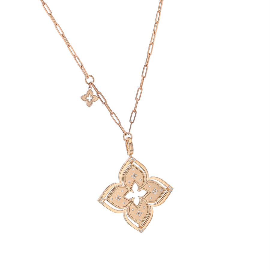 Venetian Princess Round Diamond and Mother of Pearl Necklace in 18K Rose Gold