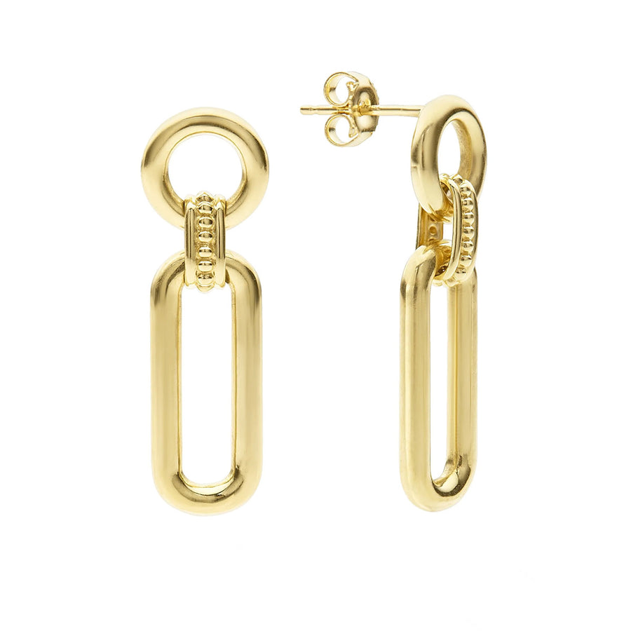 Signature Caviar Link Drop Earrings in 18K Yellow Gold