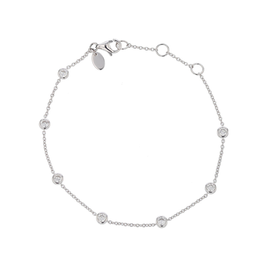 Cascade 0.53-0.61Ct Diamond Station Bracelet in 18K White Gold, 7in
