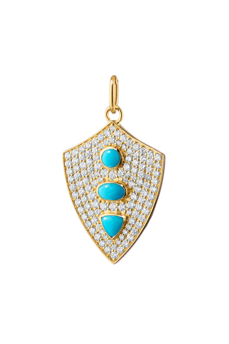 Fearless 1.06ct Diamond and Turquoise Charm Only in 18K Yellow Gold