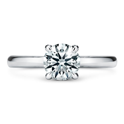 Vela 1.51ct Round Brilliant Diamond and 0.10ct Diamond Solitaire Ring in Platinum, size 6.5
