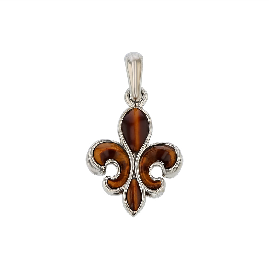 Lagos Tiger's Eye Fleur De Les Charm in Sterling Silver, without chain