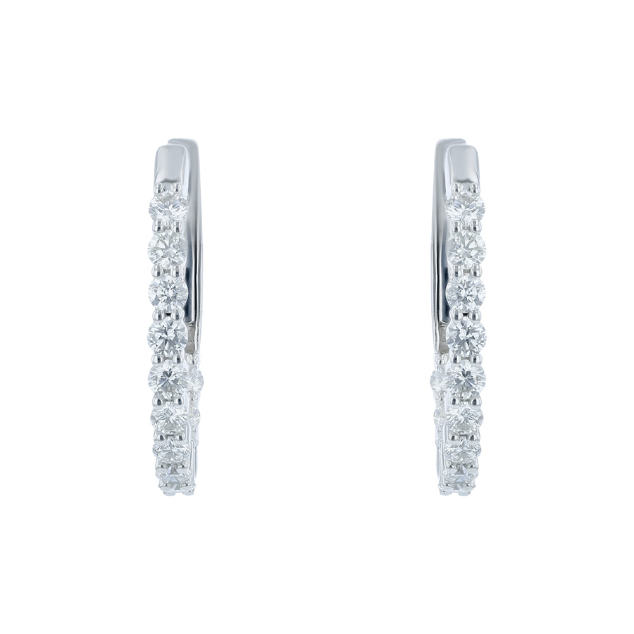 1.00ct Diamond Hoop Earrings in 14K White Gold
