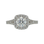 1.05ct Diamond 0.79ct Diamond Halo Ring in Platinum, Size 7