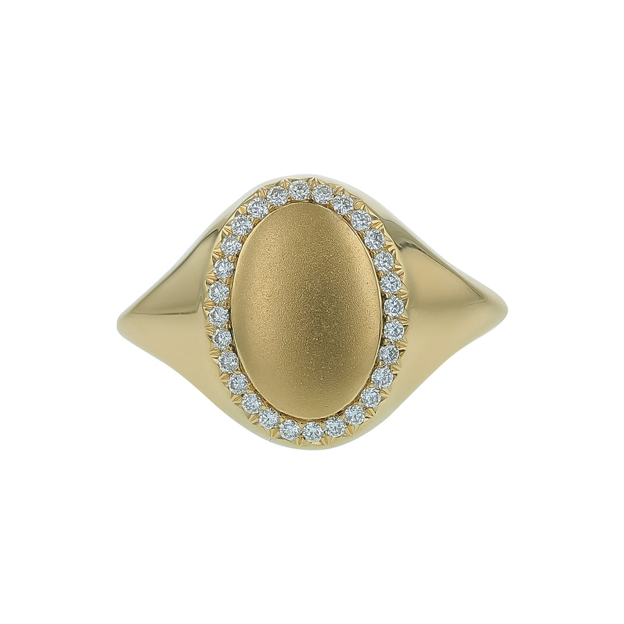 0.24ct Diamond Halo Signet Ring in 18K Yellow Gold, Size 7