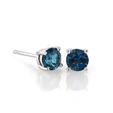 2.82ct London Blue Topaz Martini 3 Prong Stud Earrings in 14K White Gold