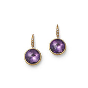Jaipur Diamond and Amethyst Drop Earrings in 18K Yellow Gold
