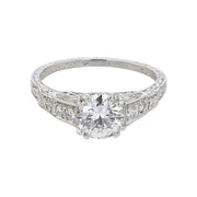 0.91ct Round Brilliant Diamond GIA  0.10ct Full Cut Diamond Vintage Ring