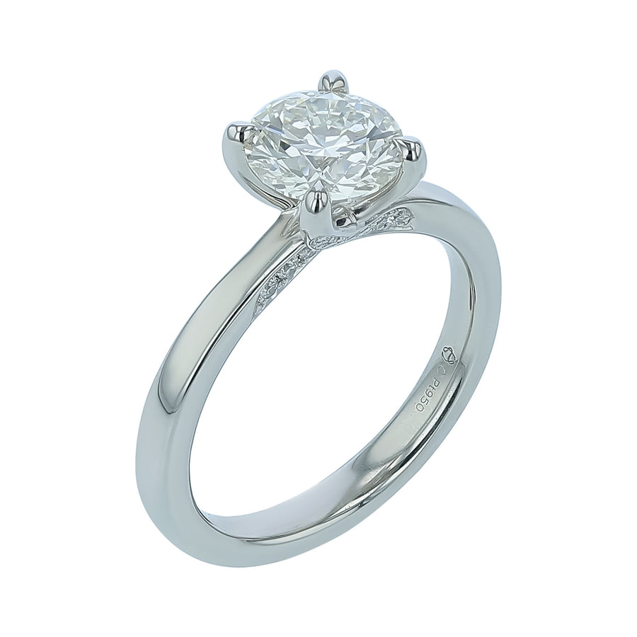 Vela 1.08ct Round Brilliant Diamond and 0.10ct Diamond Solitaire Ring in Platinum, size 6.5