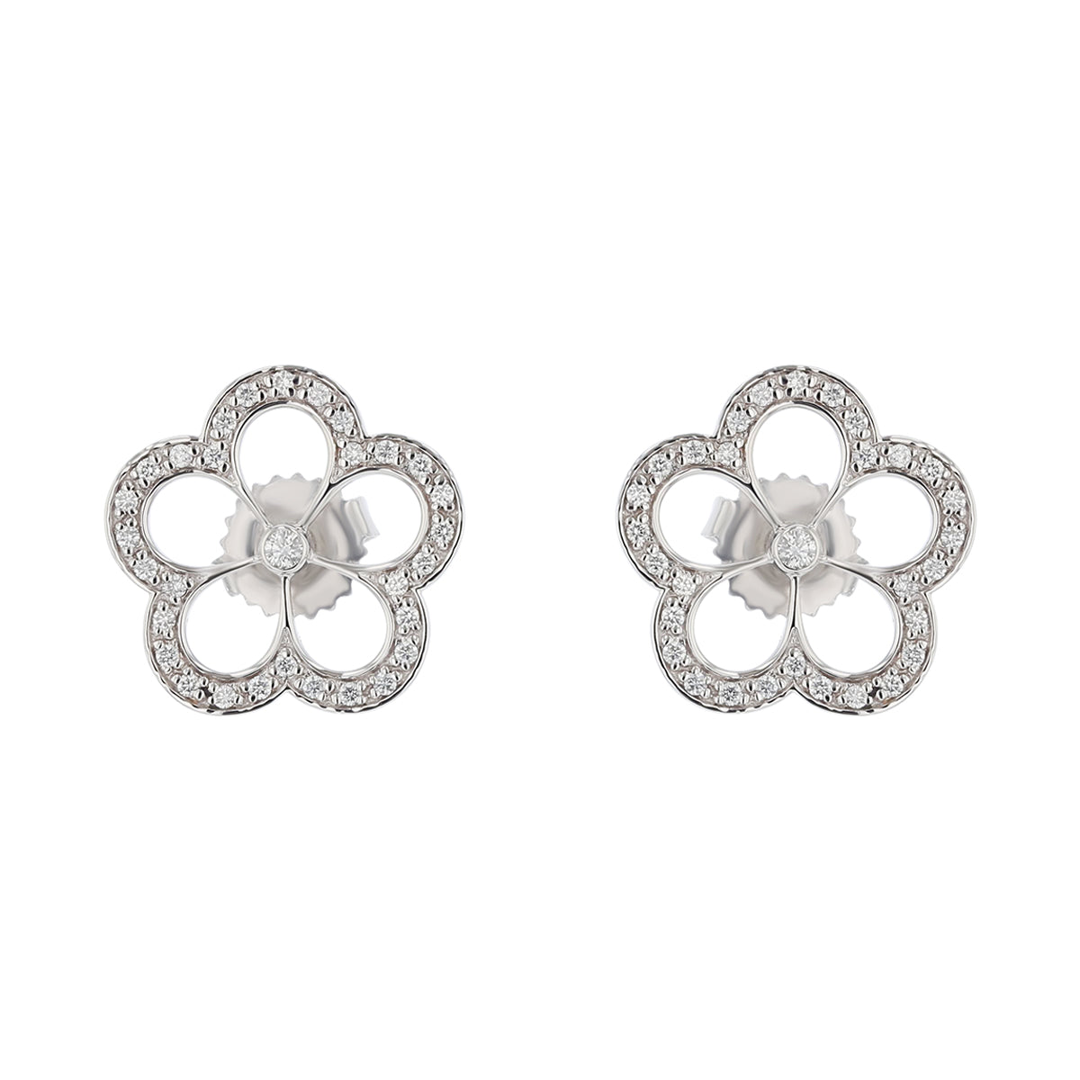 0.32Ct Diamond Daisy Stud Earrings in 18k White Gold