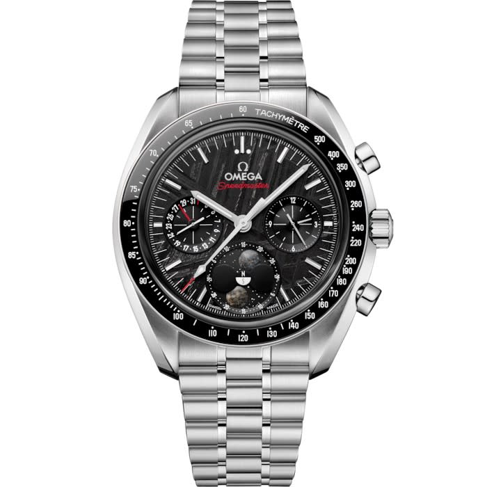 43mm Speedmaster Moonphase Watch with Black Meteorite Dial in Stainless Steel, Bracelet