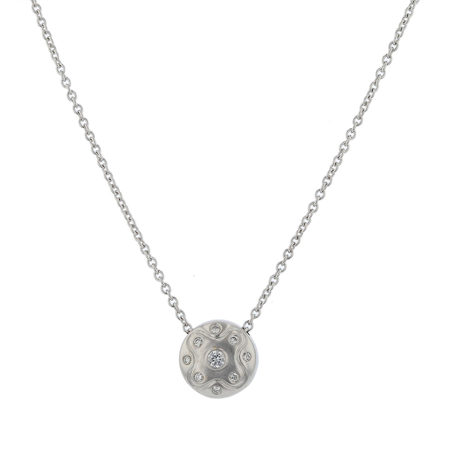 0.13ct Round Diamond Circle Pendant Necklace, 16"